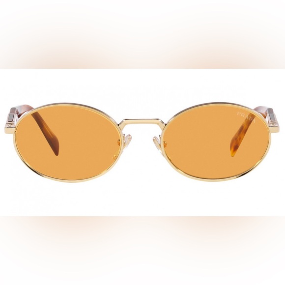 NEW PRADA OVAL PR65ZS ZVN02Z SUNGLASSES PRADA PR 65ZS ZVN02Z GOLD YELLOW SPR 65Z - Picture 3 of 6